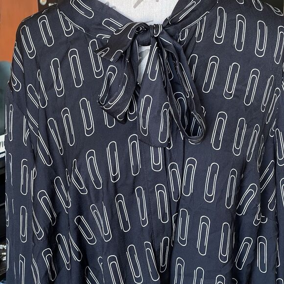 ModCloth Blouse Plus Sz 3X Bow Tie Neck Long Sleeve Rodeo Retro Preppy Western - Picture 7 of 14